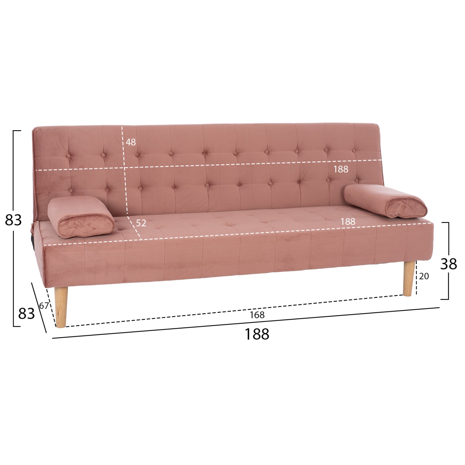 ΚΑΝΑΠΕΣ ΚΡΕΒΑΤΙ WANDA HM3149.12 ΜΕ ΒΕΛΟΥΔΟ ΣΑΠΙΟ ΜΗΛΟ 188X83X83Y εκ. - Pakobazaar