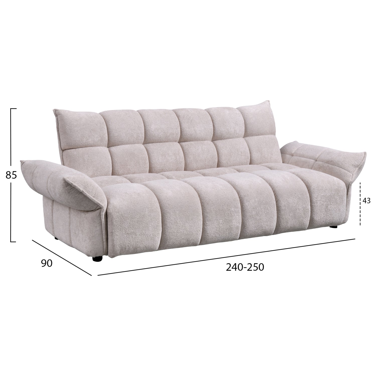 ΚΑΝΑΠΕΣ ΚΡΕΒΑΤΙ MELU HM3314.02 ΜΠΕΖ ΥΦΑΣΜΑ--ΚΑΘΙΣΜΑ POCKET SPRINGS 240-250x90x85Υεκ. - Pakobazaar