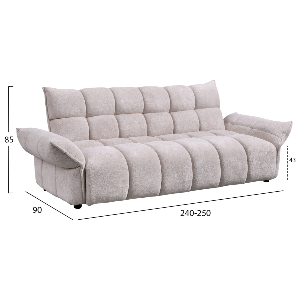 ΚΑΝΑΠΕΣ ΚΡΕΒΑΤΙ MELU HM3314.02 ΜΠΕΖ ΥΦΑΣΜΑ--ΚΑΘΙΣΜΑ POCKET SPRINGS 240-250x90x85Υεκ. - Pakobazaar