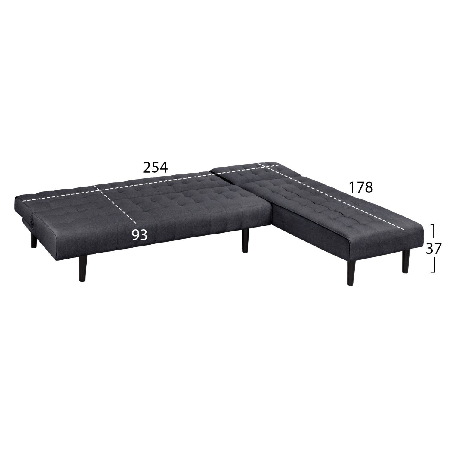 ΚΑΝΑΠΕΣ ΚΡΕΒΑΤΙ ΓΩΝΙΑ ΑΝΑΣΤΡΕΨΙΜΗ ZELDA HM3154.01 ΜΕ ΓΚΡΙ ΥΦΑΣΜΑ 254X163X74Y εκ. - Pakobazaar