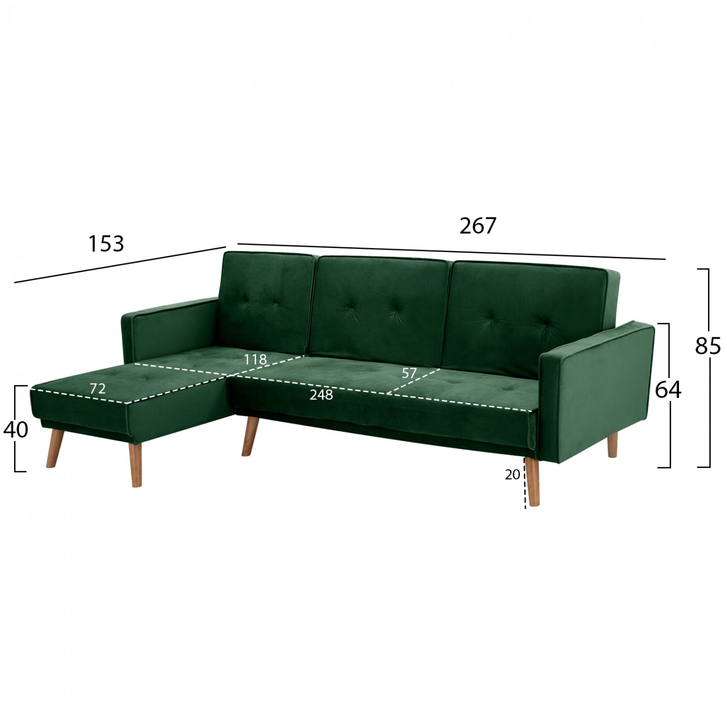 ΚΑΝΑΠΕΣ ΚΡΕΒΑΤΙ ΓΩΝΙΑ ΑΝΑΣΤΡΕΨΙΜΗ TALIA HM3153.03 ΒΕΛΟΥΔΟ ΚΥΠΑΡΙΣΣΙ 267x153x85 εκ. - Pakobazaar