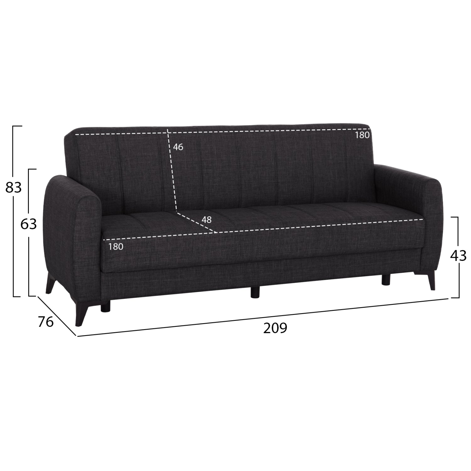 ΚΑΝΑΠΕΣ ΚΡΕΒΑΤΙ ΜΕ ΑΠΟΘ.ΧΩΡΟ TΡΙΘΕΣΙΟΣ NIKKO HM3292.01 ΓΚΡΙ ΥΦΑΣΜΑ 209x76x83Υεκ. - Pakobazaar