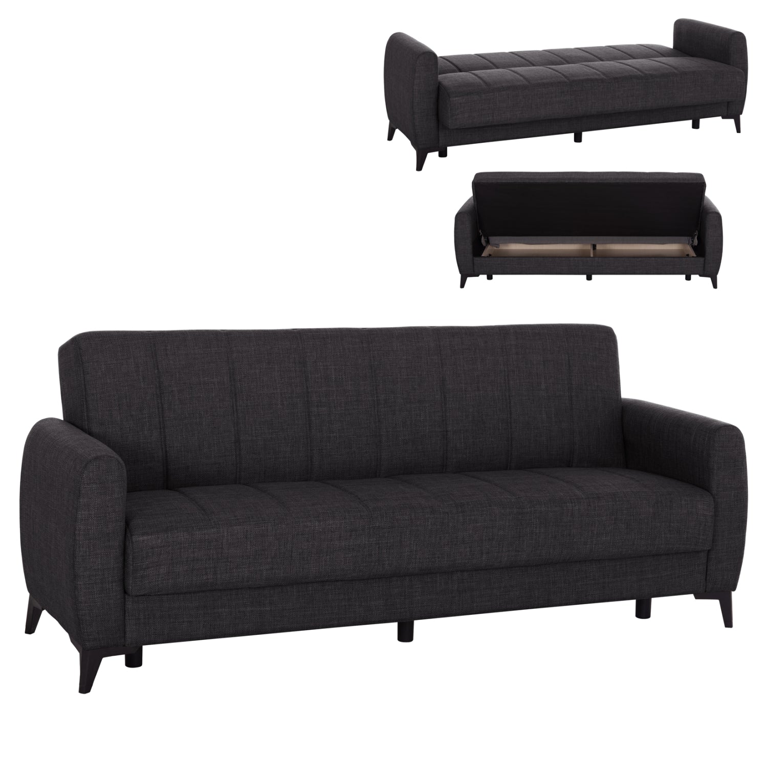 ΚΑΝΑΠΕΣ ΚΡΕΒΑΤΙ ΜΕ ΑΠΟΘ.ΧΩΡΟ TΡΙΘΕΣΙΟΣ NIKKO HM3292.01 ΓΚΡΙ ΥΦΑΣΜΑ 209x76x83Υεκ. - Pakobazaar