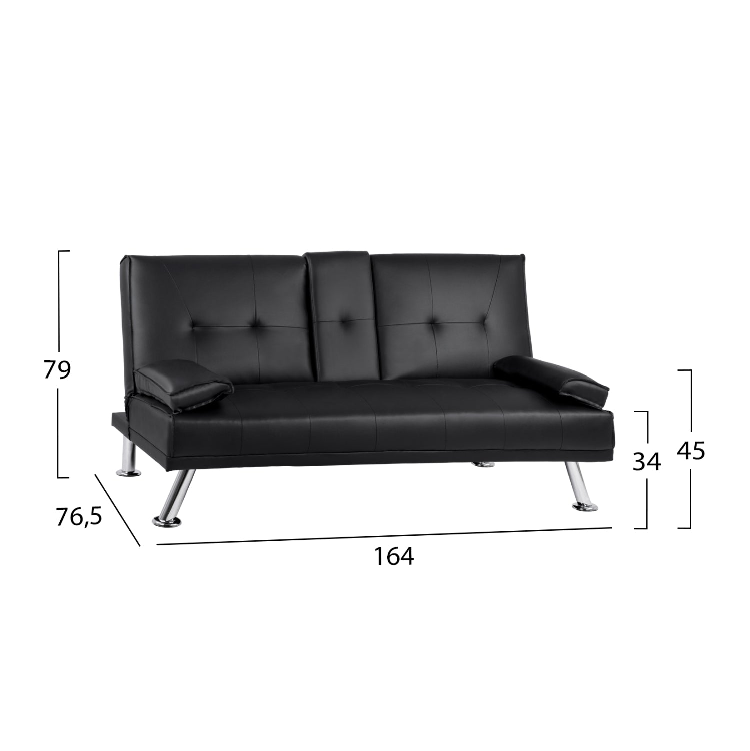 ΚΑΝΑΠΕΣ ΚΡΕΒΑΤΙ BENIN ΜΕ ΜΑΥΡΟ PU 165x76,5x79 εκ ΚΑΙ ΠΤΥΣΣΟΜΕΝΟ ΜΠΡΑΤΣΟ HM3157.01 - Pakobazaar
