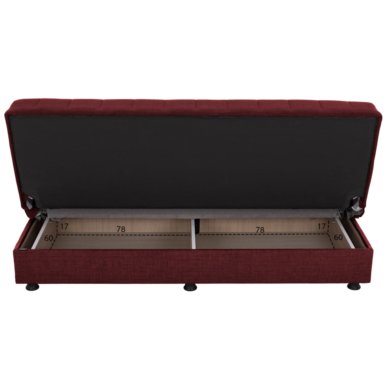 ΚΑΝΑΠΕΣ ΚΡΕΒΑΤΙ ANDRI ΤΡΙΘΕΣΙΟΣ ΚΟΚΚΙΝΟ HM3239.06 180x72x77 εκ. - Pakobazaar