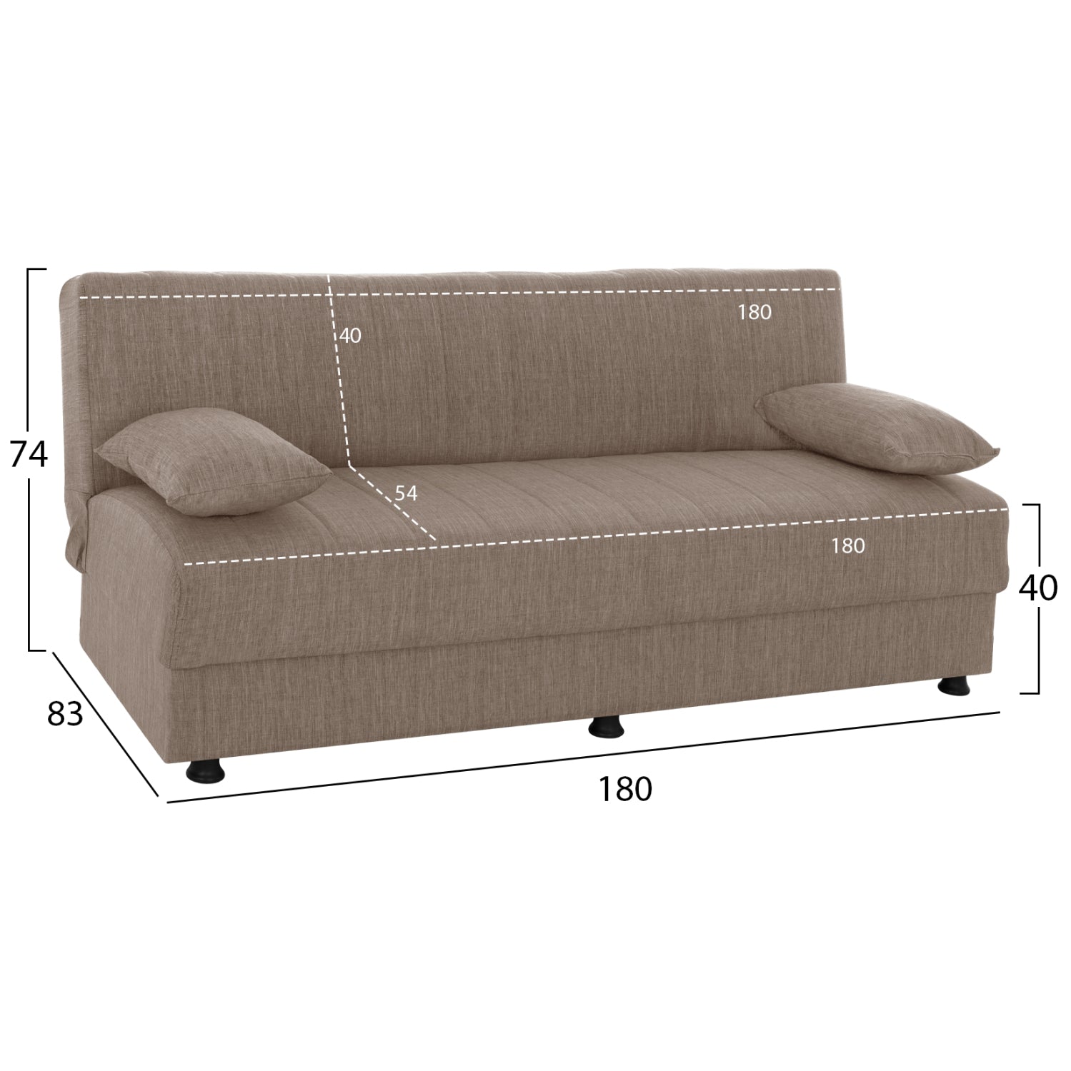 ΚΑΝΑΠΕΣ ΚΡΕΒΑΤΙ ANDRI ΤΡΙΘΕΣΙΟΣ ΜΠΕΖ HM3239.04 180x83x74Υ εκ. - Pakobazaar