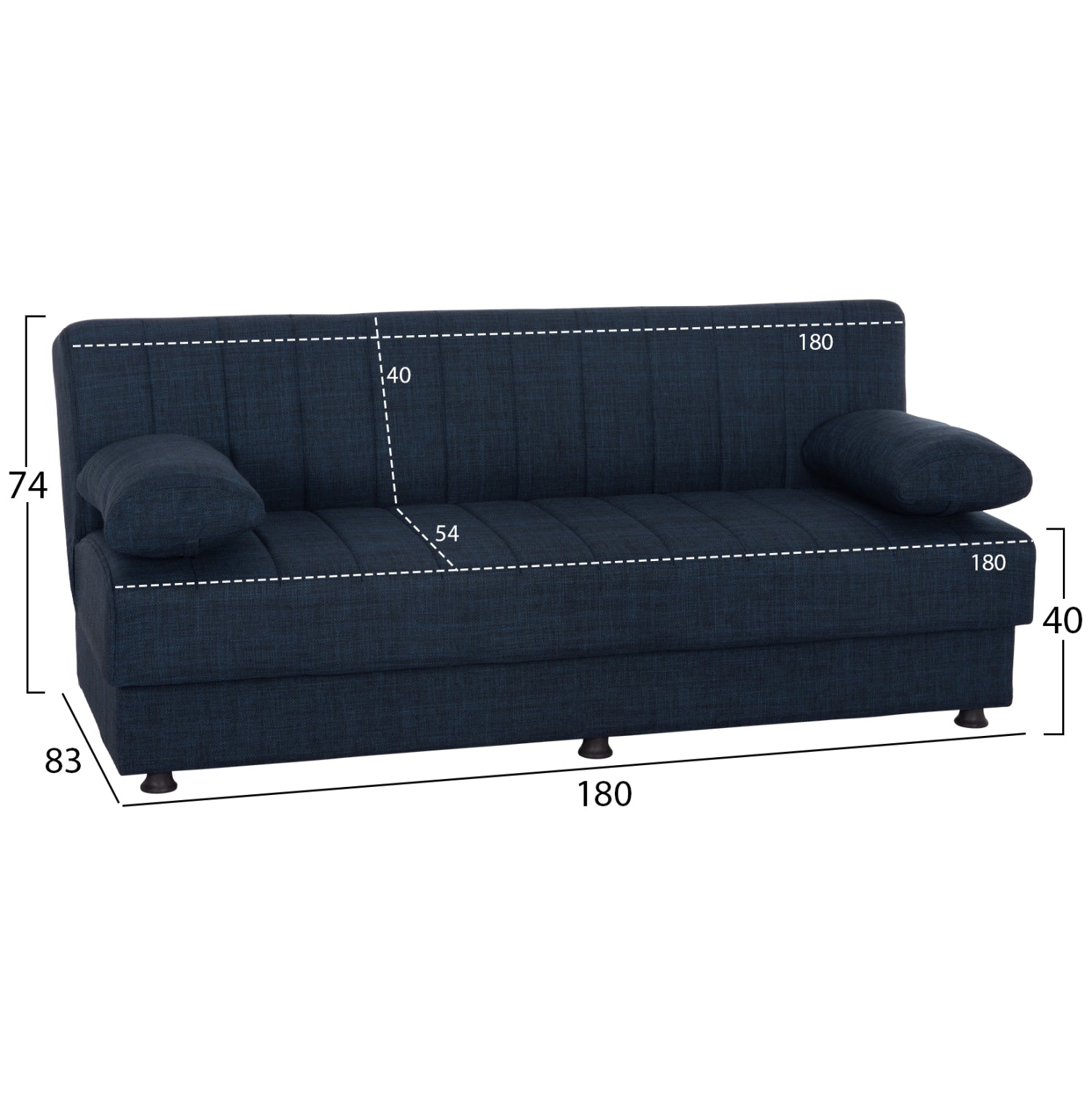 ΚΑΝΑΠΕΣ ΚΡΕΒΑΤΙ ANDRI ΤΡΙΘΕΣΙΟΣ ΜΠΛΕ HM3239.07 180x83x74Y εκ. - Pakobazaar