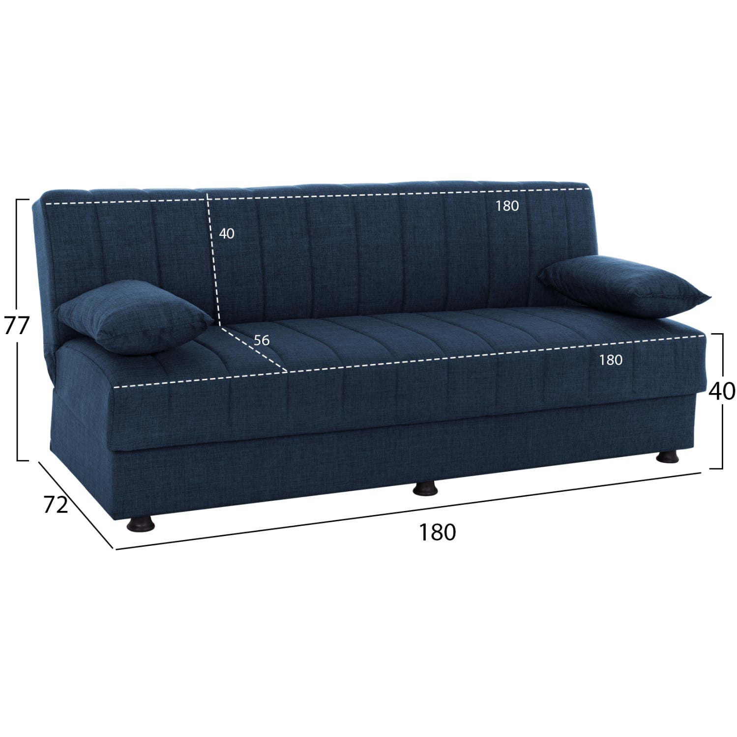ΚΑΝΑΠΕΣ ΚΡΕΒΑΤΙ ANDRI ΤΡΙΘΕΣΙΟΣ ΜΠΛΕ HM3239.07 180x83x74Y εκ. - Pakobazaar