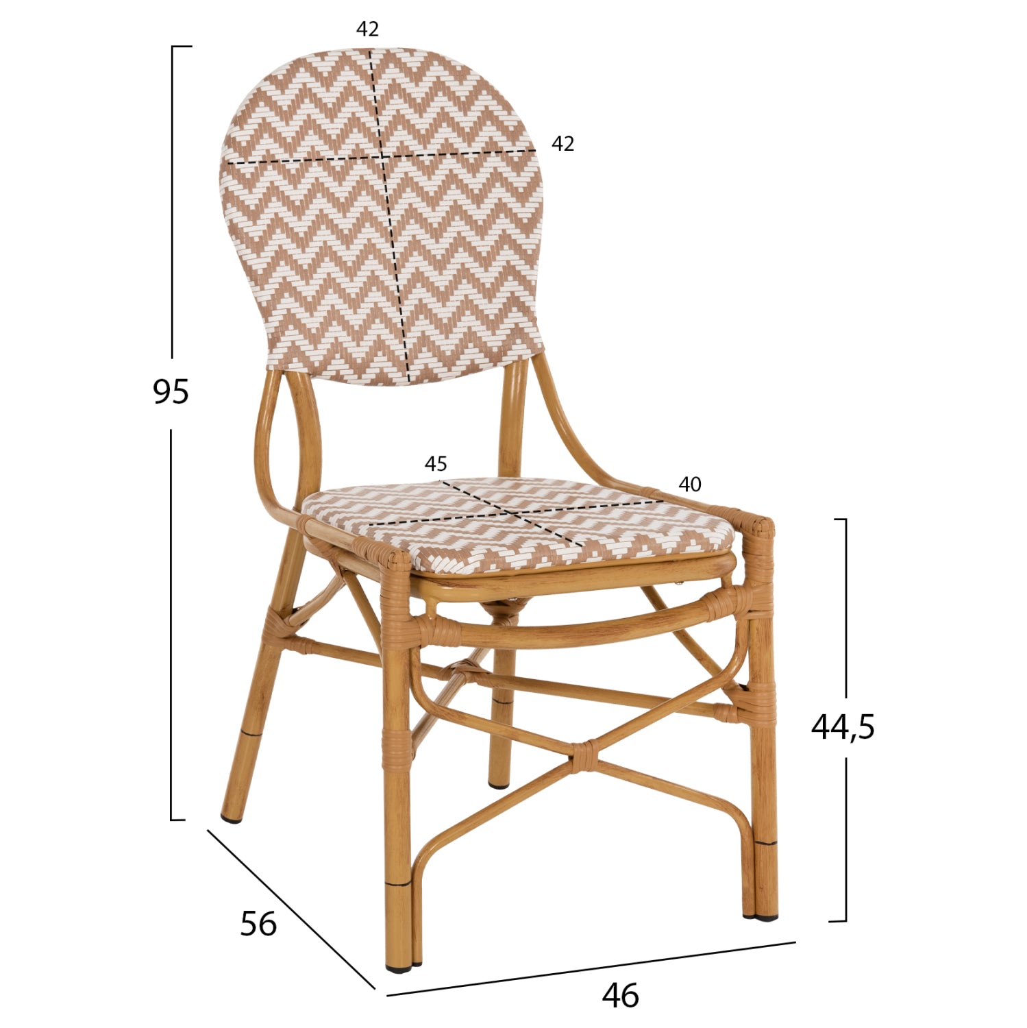 ΚΑΡΕΚΛΑ ΑΛΟΥΜΙΝΙΟΥ BAMBOO LOOK ΦΥΣΙΚΟ - ΛΕΥΚΟ HM5927.03 46x56x95Yεκ. - Pakobazaar