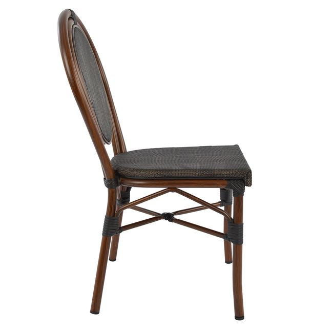 ΚΑΡΕΚΛΑ ΑΛΟΥΜΙΝΙΟΥ KASON BAMBOO LOOK ΚΑΦΕ ΜΕ TEXTLINE 40,5x56,5x89,5 εκ. HM5026 - Pakobazaar