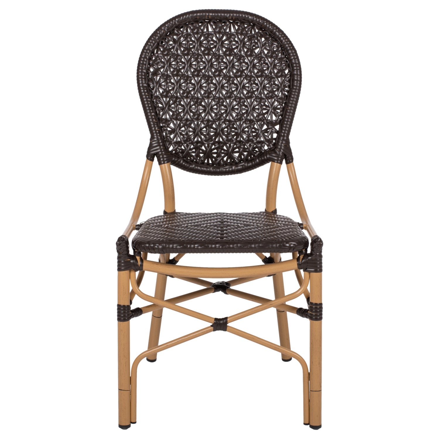 ΚΑΡΕΚΛΑ ΑΛΟΥΜΙΝΙΟΥ BAMBOO LOOK ΜΕ ΚΑΦΕ PE RATTAN HM5925.01 47x58x95Yεκ. - Pakobazaar