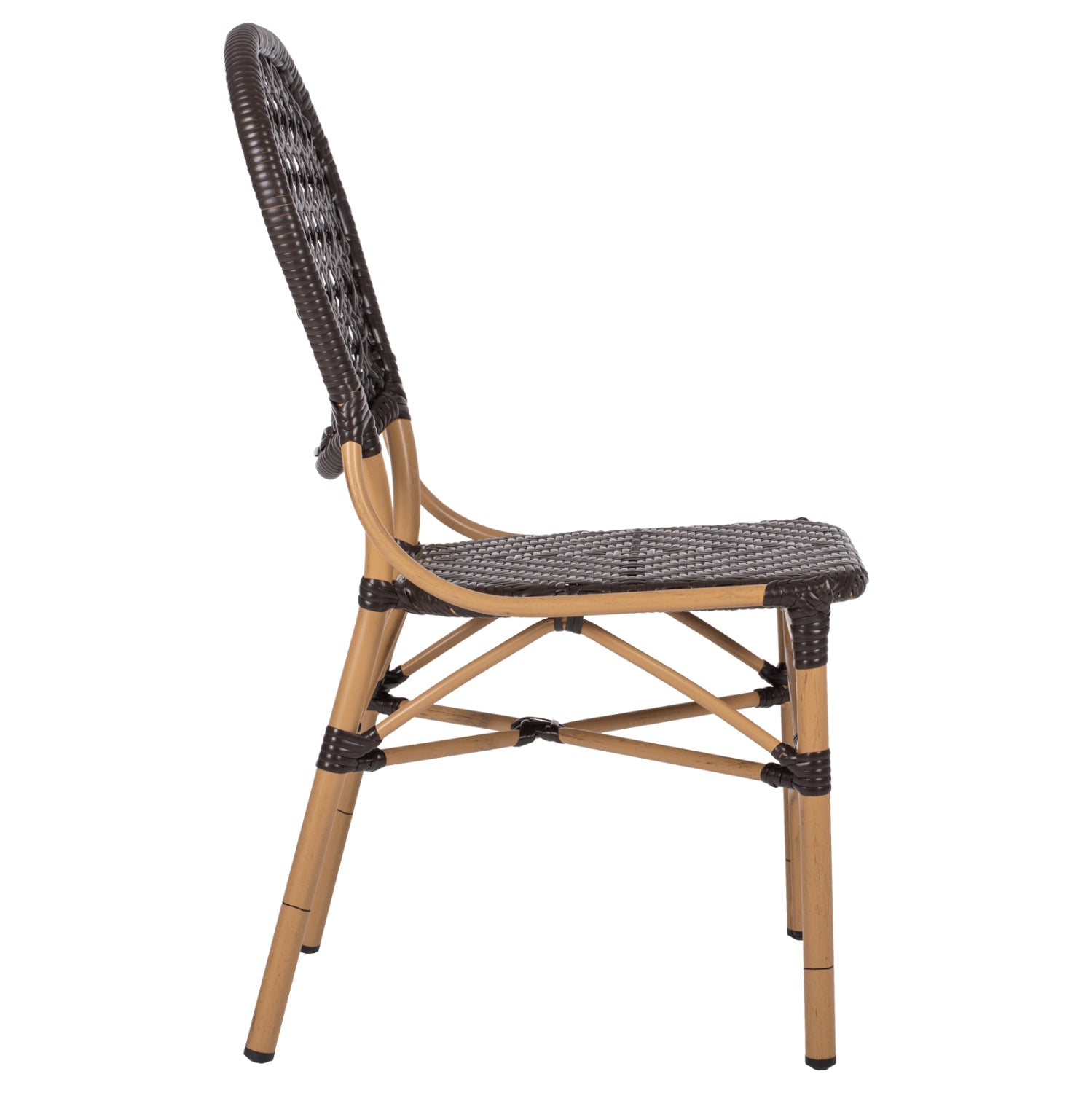 ΚΑΡΕΚΛΑ ΑΛΟΥΜΙΝΙΟΥ BAMBOO LOOK ΜΕ ΚΑΦΕ PE RATTAN HM5925.01 47x58x95Yεκ. - Pakobazaar