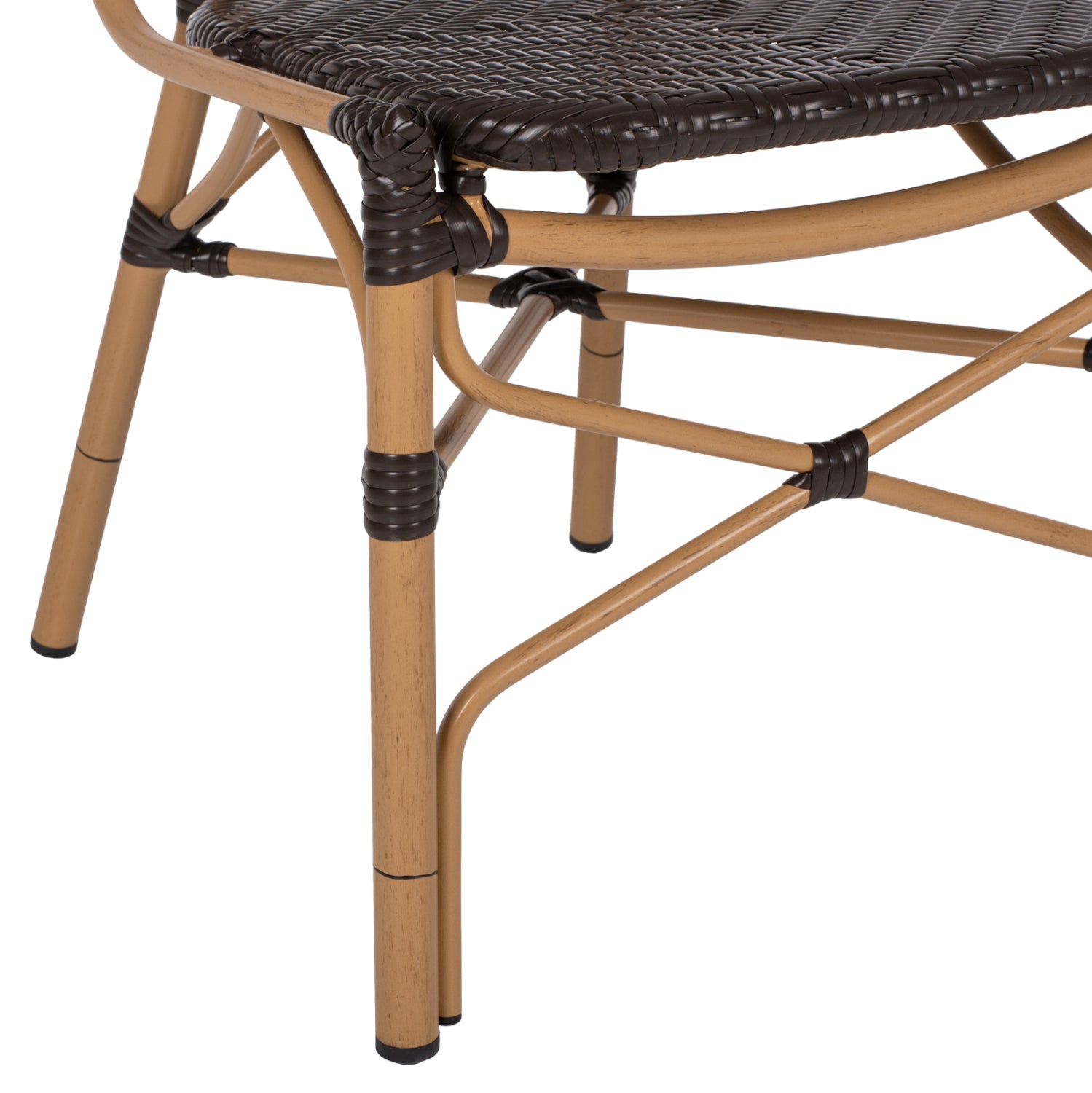 ΚΑΡΕΚΛΑ ΑΛΟΥΜΙΝΙΟΥ BAMBOO LOOK ΜΕ ΚΑΦΕ PE RATTAN HM5925.01 47x58x95Yεκ. - Pakobazaar
