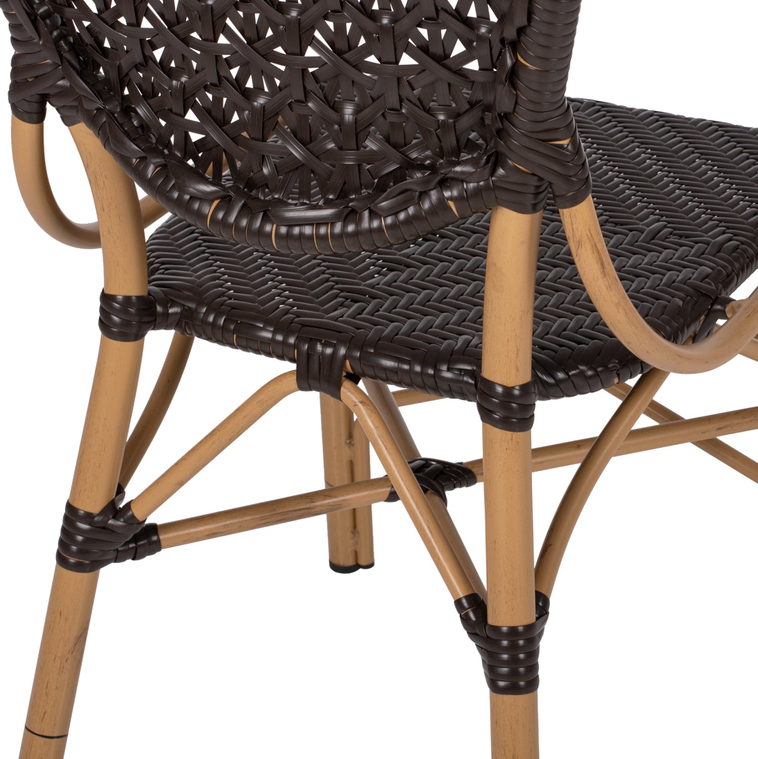 ΚΑΡΕΚΛΑ ΑΛΟΥΜΙΝΙΟΥ BAMBOO LOOK ΜΕ ΚΑΦΕ PE RATTAN HM5925.01 47x58x95Yεκ. - Pakobazaar