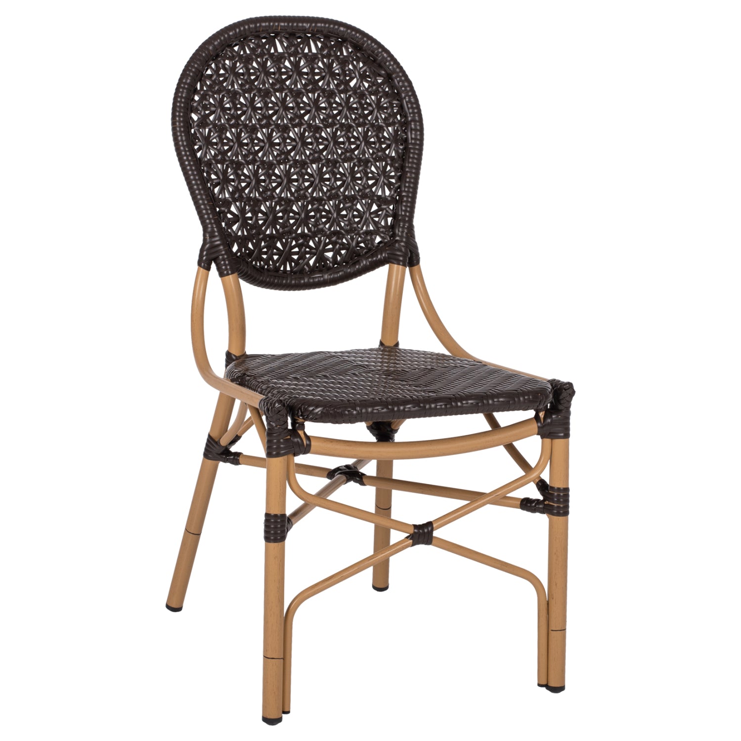 ΚΑΡΕΚΛΑ ΑΛΟΥΜΙΝΙΟΥ BAMBOO LOOK ΜΕ ΚΑΦΕ PE RATTAN HM5925.01 47x58x95Yεκ. - Pakobazaar