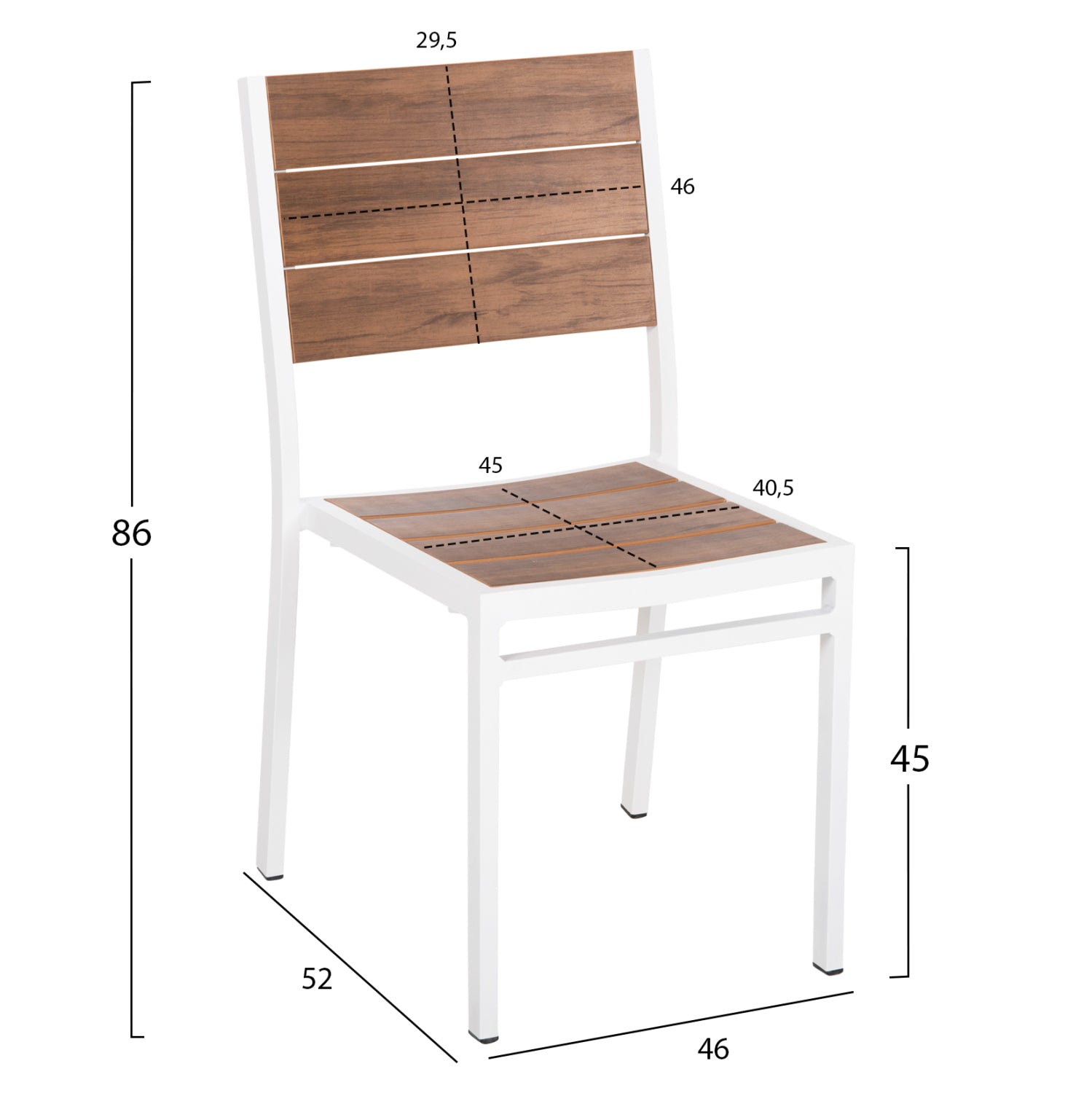 ΚΑΡΕΚΛΑ ΑΛΟΥΜΙΝΙΟΥ SAGA HM6063.01 ΛΕΥΚΗ ΜΕ POLYWOOD 46x52x86Υεκ. - Pakobazaar