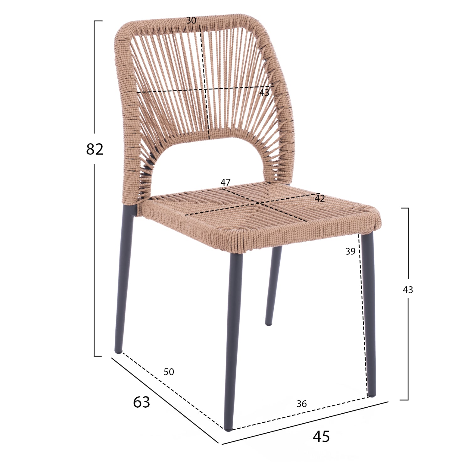 ΚΑΡΕΚΛΑ ΑΛΟΥΜΙΝΙΟΥ ΓΚΡΙ ΜΕ P.E.TWIST RATTAN ΜΠΕΖ HM5770.02 45x63x82Υ εκ. - Pakobazaar
