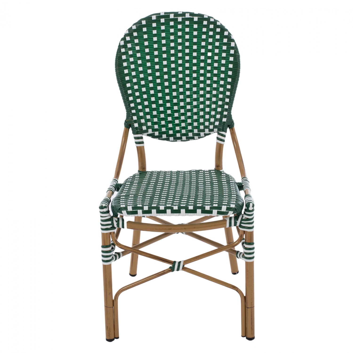 ΚΑΡΕΚΛΑ ΑΛΟΥΜΙΝΙΟΥ BAMBOO LOOK ΜΕ WICKER ΠΡΑΣΙΝΟ ΛΕΥΚΟ HM5792.01 47x55x98 εκ. - Pakobazaar