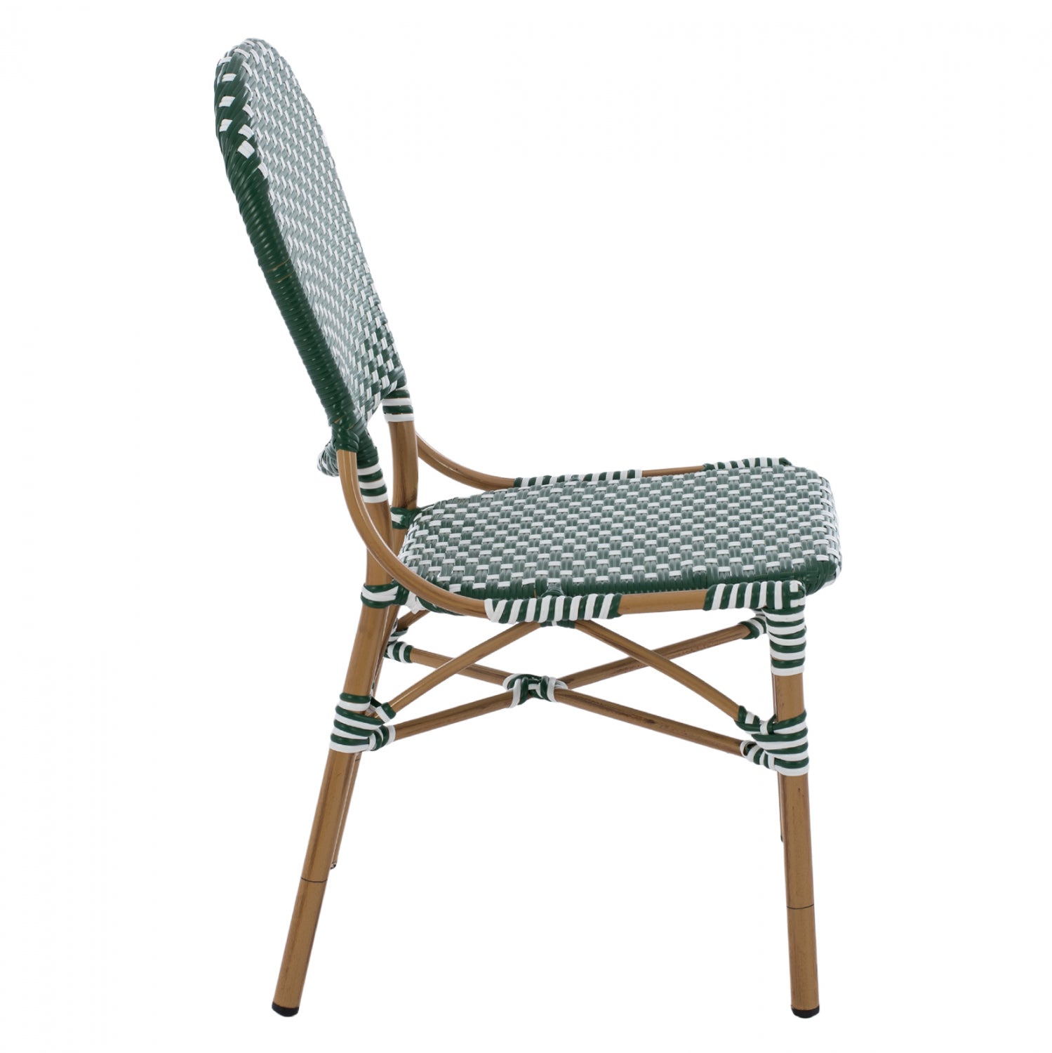 ΚΑΡΕΚΛΑ ΑΛΟΥΜΙΝΙΟΥ BAMBOO LOOK ΜΕ WICKER ΠΡΑΣΙΝΟ ΛΕΥΚΟ HM5792.01 47x55x98 εκ. - Pakobazaar