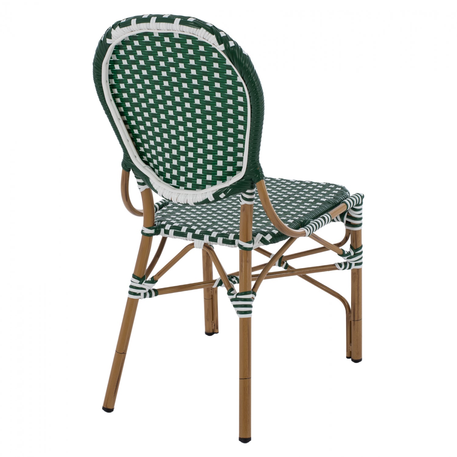 ΚΑΡΕΚΛΑ ΑΛΟΥΜΙΝΙΟΥ BAMBOO LOOK ΜΕ WICKER ΠΡΑΣΙΝΟ ΛΕΥΚΟ HM5792.01 47x55x98 εκ. - Pakobazaar