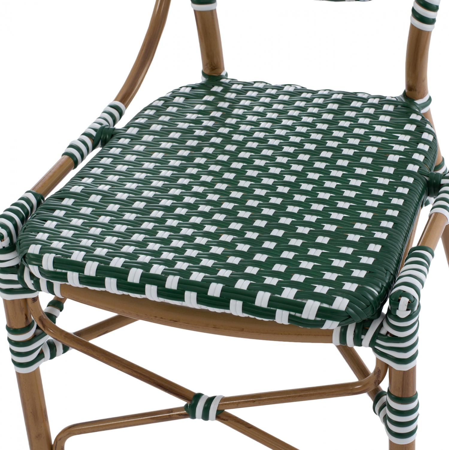 ΚΑΡΕΚΛΑ ΑΛΟΥΜΙΝΙΟΥ BAMBOO LOOK ΜΕ WICKER ΠΡΑΣΙΝΟ ΛΕΥΚΟ HM5792.01 47x55x98 εκ. - Pakobazaar
