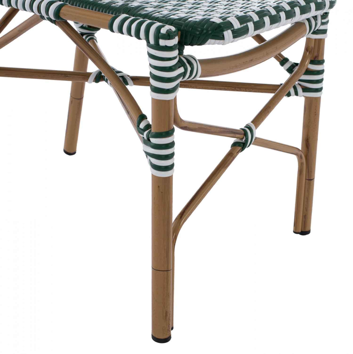 ΚΑΡΕΚΛΑ ΑΛΟΥΜΙΝΙΟΥ BAMBOO LOOK ΜΕ WICKER ΠΡΑΣΙΝΟ ΛΕΥΚΟ HM5792.01 47x55x98 εκ. - Pakobazaar