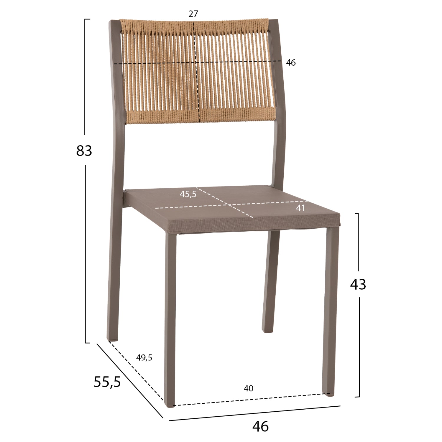 ΚΑΡΕΚΛΑ ΑΛΟΥΜΙΝΙΟΥ ΣΑΜΠΑΝΙ ΜΕ RATTAN & TEXTLINE HM5921.03 46x55,5x83 εκ. - Pakobazaar