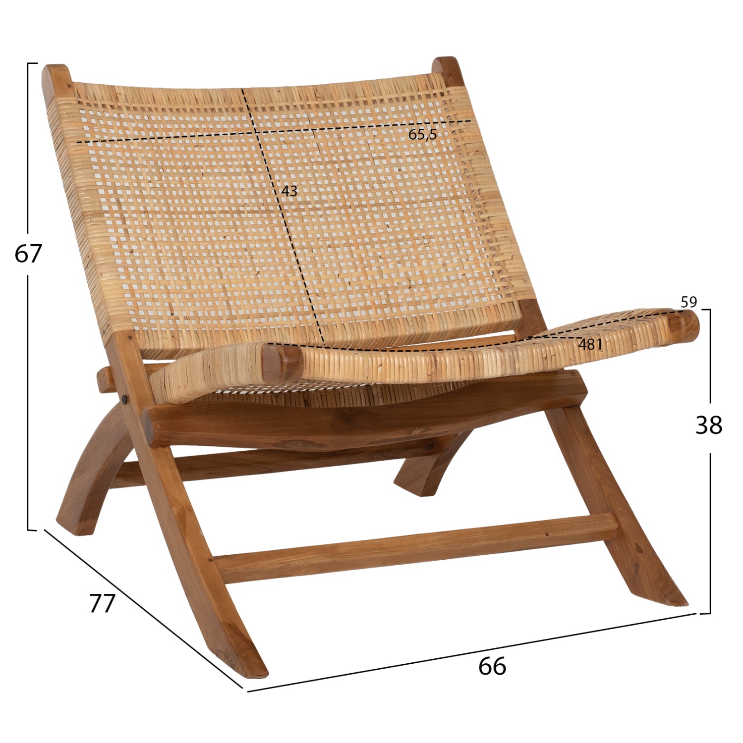 ΚΑΡΕΚΛΑ LOUNGE ΑΝΑΔΙΠΛΟΥΜΕΝΗ ANTIL HM9379.01 ΜΑΣΙΦ ΞΥΛΟ ΤEAK ΦΥΣΙΚΟ 66x77x67Yεκ. - Pakobazaar