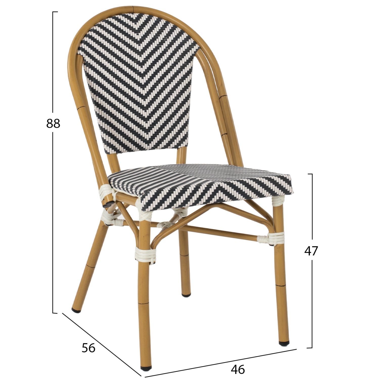 ΚΑΡΕΚΛΑ BAMBOO LOOK ΜΑΥΡΟ-ΛΕΥΚΟ HM5860.01 46x56x88Y εκ. - Pakobazaar
