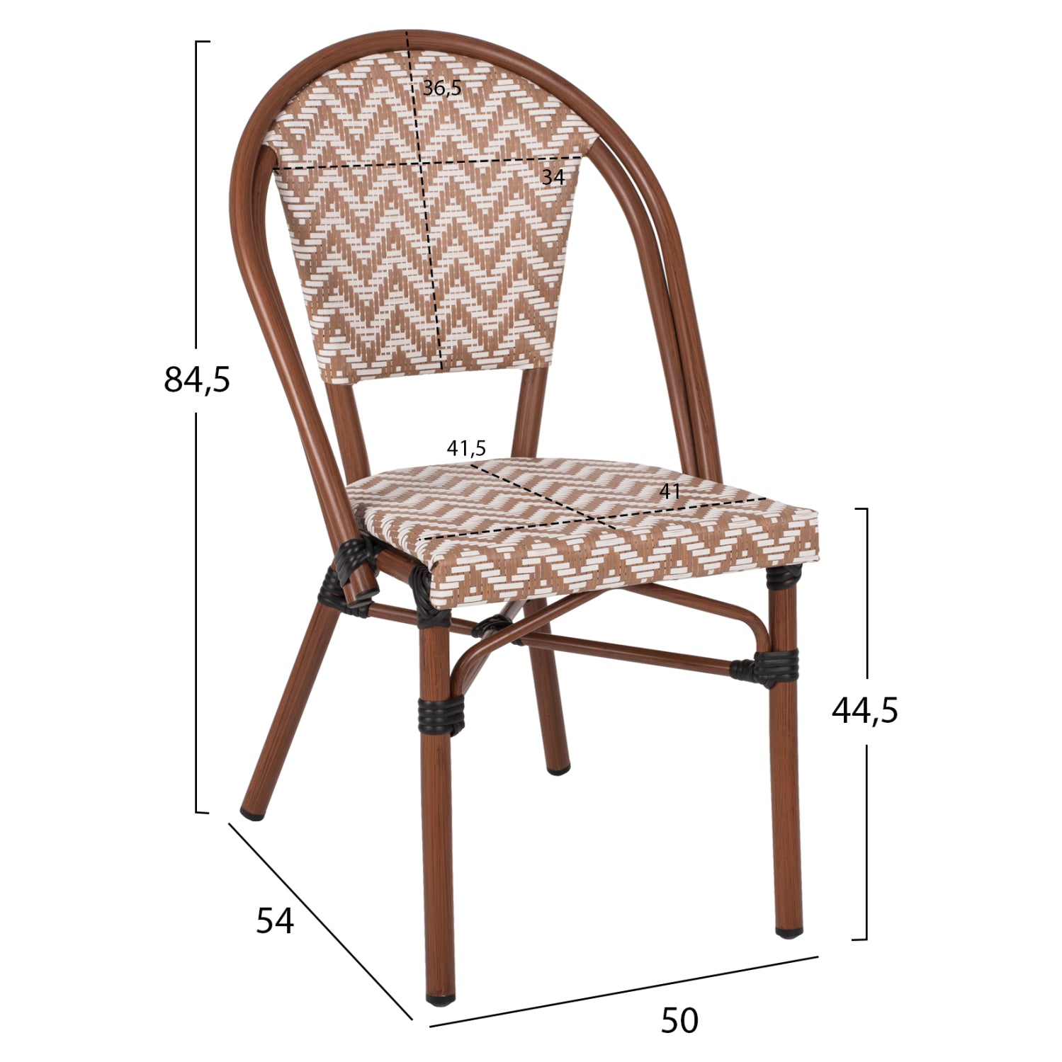 ΚΑΡΕΚΛΑ BAMBOO LOOK ΣΕ ΚΑΦΕ ΚΑΙ ΜΠΕΖ-ΛΕΥΚΗ ΕΠΕΝΔΥΣΗ HM5860.03 50x54x84,5Yεκ. - Pakobazaar