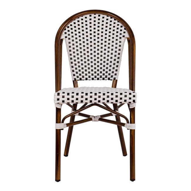 ΚΑΡΕΚΛΑ BISTRO ΑΛΟΥΜΙΝΙΟΥ BAMBOO LOOK ΜΕ ΛΕΥΚΟ-ΜΑΥΡΟ RATTAN HM5566.01 45x54x90Υεκ. - Pakobazaar