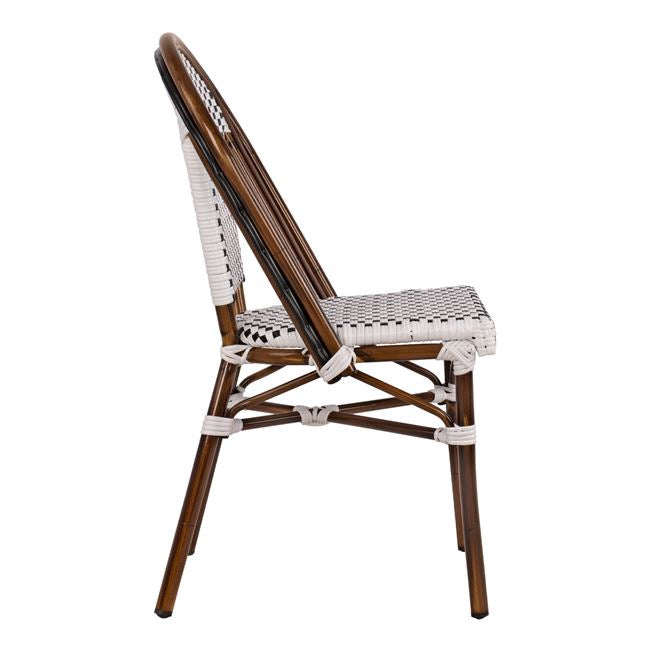 ΚΑΡΕΚΛΑ BISTRO ΑΛΟΥΜΙΝΙΟΥ BAMBOO LOOK ΜΕ ΛΕΥΚΟ-ΜΑΥΡΟ RATTAN HM5566.01 45x54x90Υεκ. - Pakobazaar