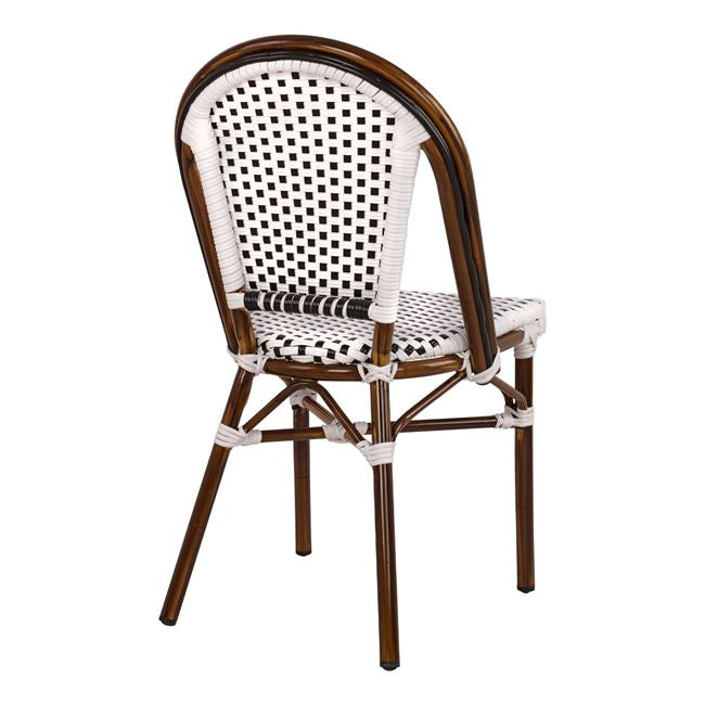 ΚΑΡΕΚΛΑ BISTRO ΑΛΟΥΜΙΝΙΟΥ BAMBOO LOOK ΜΕ ΛΕΥΚΟ-ΜΑΥΡΟ RATTAN HM5566.01 45x54x90Υεκ. - Pakobazaar