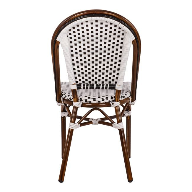 ΚΑΡΕΚΛΑ BISTRO ΑΛΟΥΜΙΝΙΟΥ BAMBOO LOOK ΜΕ ΛΕΥΚΟ-ΜΑΥΡΟ RATTAN HM5566.01 45x54x90Υεκ. - Pakobazaar