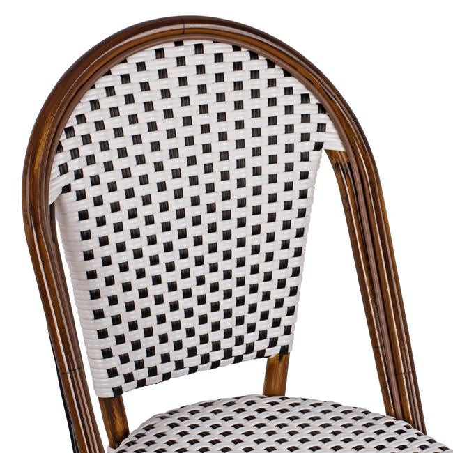 ΚΑΡΕΚΛΑ BISTRO ΑΛΟΥΜΙΝΙΟΥ BAMBOO LOOK ΜΕ ΛΕΥΚΟ-ΜΑΥΡΟ RATTAN HM5566.01 45x54x90Υεκ. - Pakobazaar