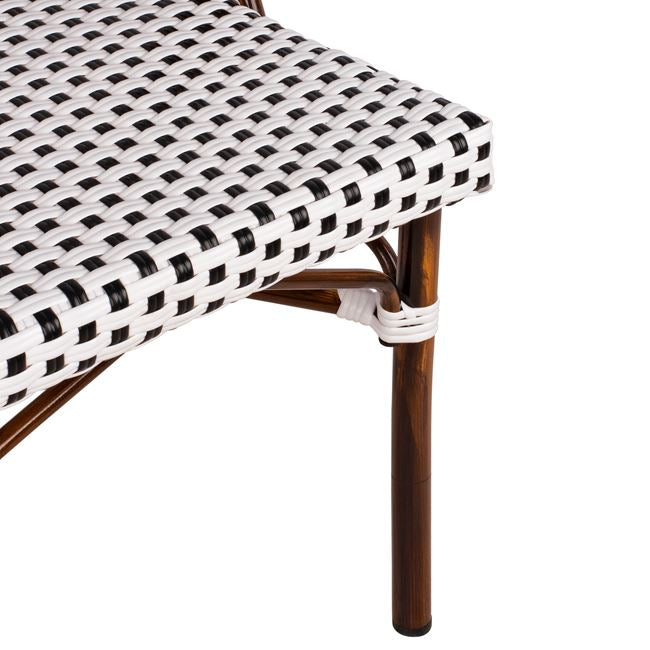 ΚΑΡΕΚΛΑ BISTRO ΑΛΟΥΜΙΝΙΟΥ BAMBOO LOOK ΜΕ ΛΕΥΚΟ-ΜΑΥΡΟ RATTAN HM5566.01 45x54x90Υεκ. - Pakobazaar