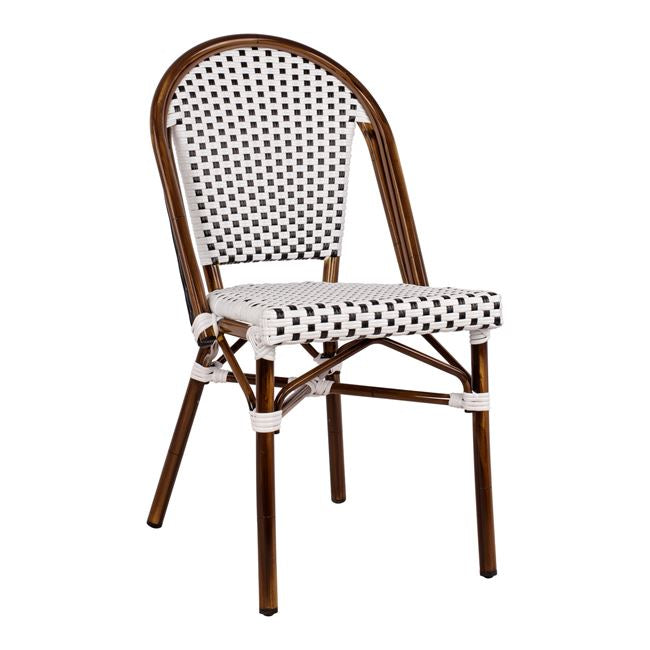 ΚΑΡΕΚΛΑ BISTRO ΑΛΟΥΜΙΝΙΟΥ BAMBOO LOOK ΜΕ ΛΕΥΚΟ-ΜΑΥΡΟ RATTAN HM5566.01 45x54x90Υεκ. - Pakobazaar