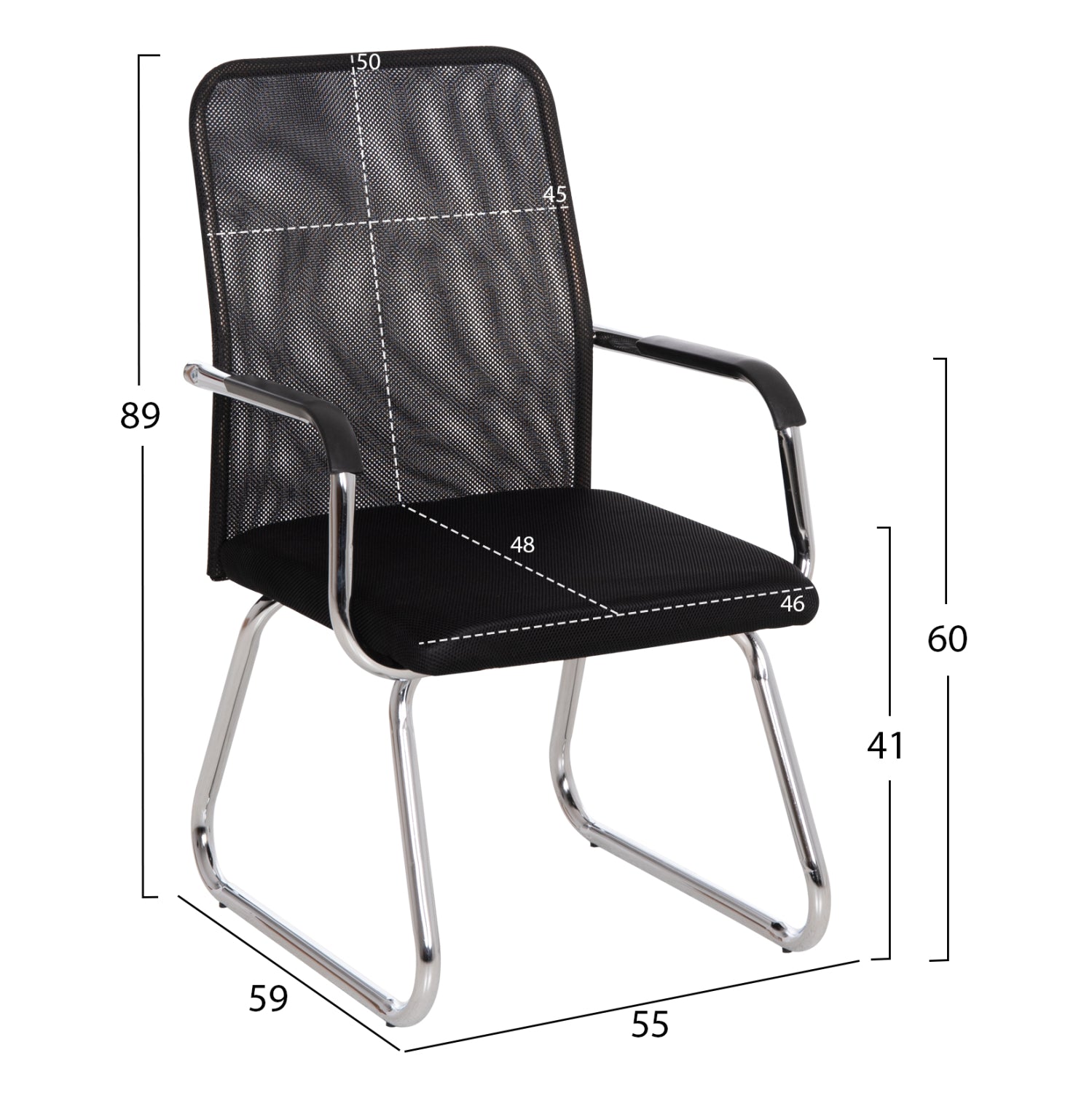 ΚΑΡΕΚΛΑ ΕΠΙΣΚΕΠΤΗ STED HM1232.01 ΜΑΥΡO MESH--ΠΟΔΙΑ/ΜΠΡΑΤΣΑ ΧΡΩΜΙΟΥ 55x59x89Υεκ - Pakobazaar