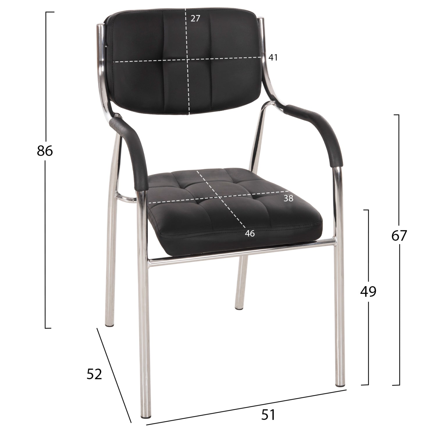 ΚΑΡΕΚΛΑ ΕΠΙΣΚΕΠΤΟΥ OBERON HM1018.01 ΜΑΥΡΟ PU 51x52x86Υ εκ. - Pakobazaar