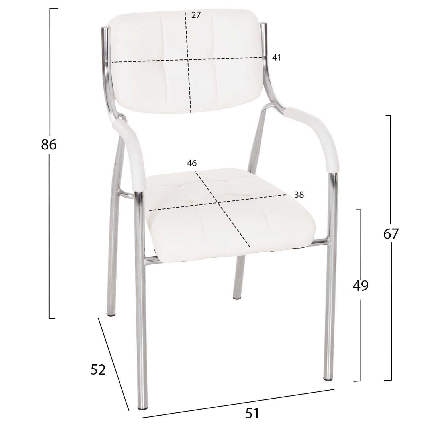 ΚΑΡΕΚΛΑ ΓΡΑΦΕΙΟΥ ΕΠΙΣΚΕΠΤΟΥ OBERON HM1018.02 ΑΣΠΡΟ PU 51x52x88Yεκ. - Pakobazaar