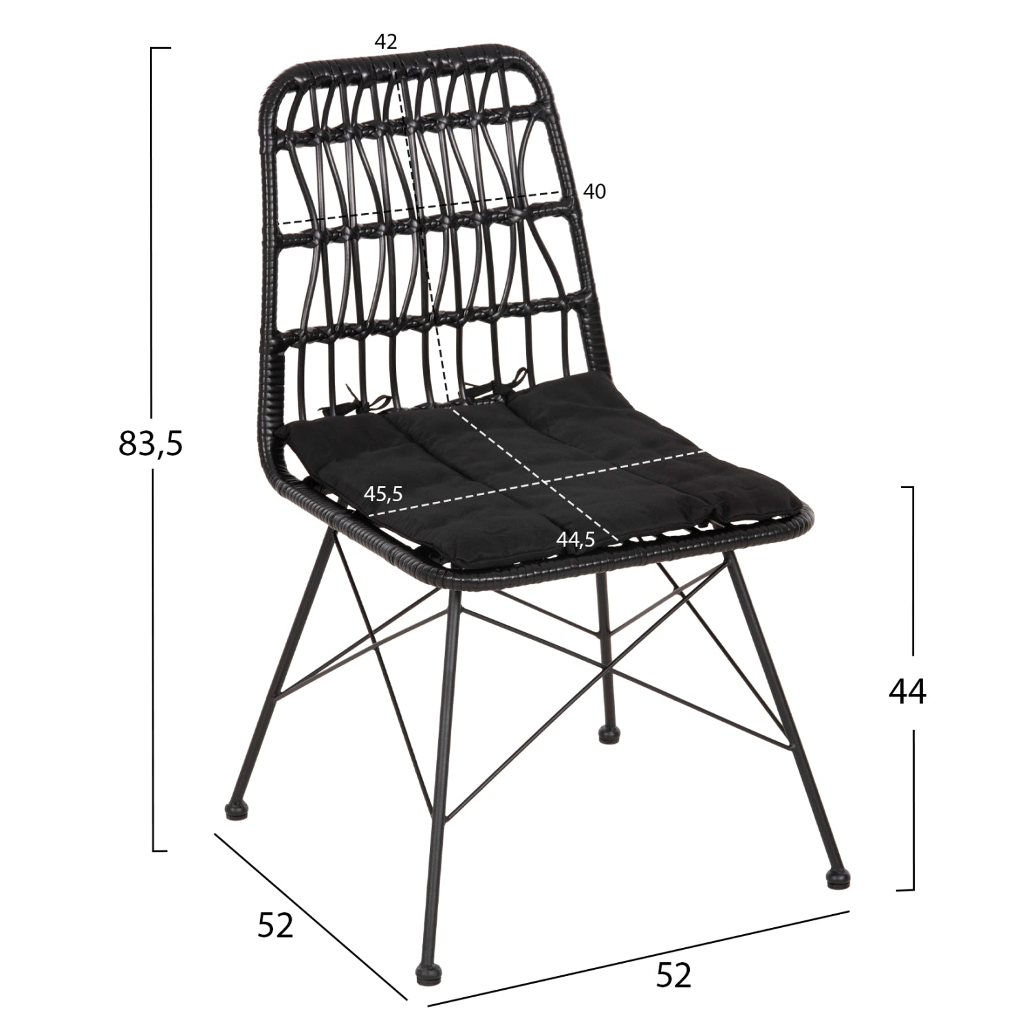 ΚΑΡΕΚΛΑ ΕΞ.ΧΩΡΟΥ ALLEGRA HM5453.12 ΜΕΤΑΛΛΟ-ΜΑΞΙΛΑΡΙ-WICKER ΜΑΥΡΟ 52x52x83,5Yεκ. - Pakobazaar