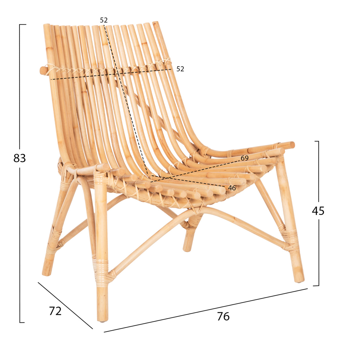 ΚΑΡΕΚΛΑ ΕΞΩΤ.ΧΩΡΟΥ CELLION HM9812.01 ΡΑΒΔΟΙ RATTAN ΣΕ ΦΥΣΙΚΟ ΧΡΩΜΑ 76x72x83Υεκ. - Pakobazaar