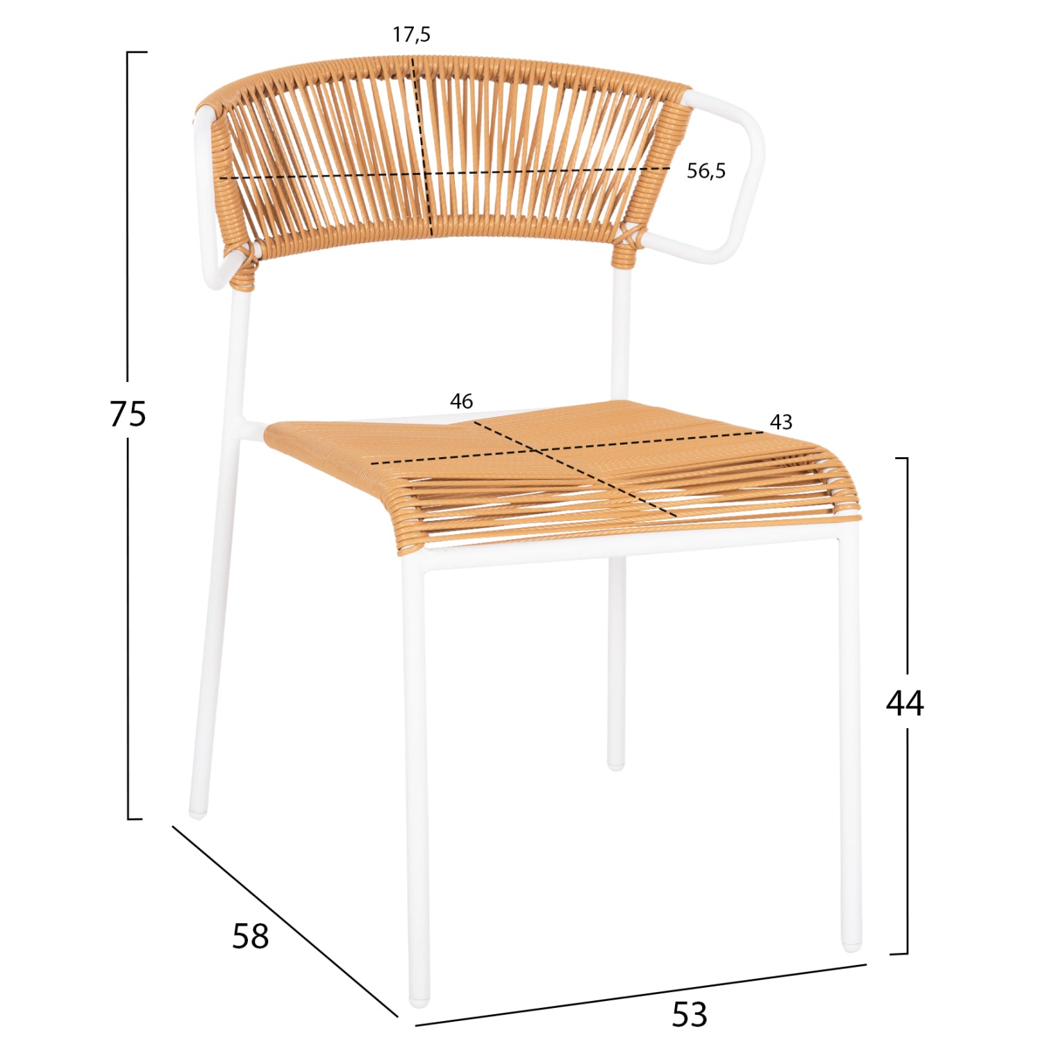 ΚΑΡΕΚΛΑ SUKI HM6053.01 ΜΕΤΑΛΛO ΛΕΥΚΟ KAI ΣΥΝΘ. RATTAN ΣΕ ΦΥΣΙΚΟ 54x62x80Υεκ - Pakobazaar