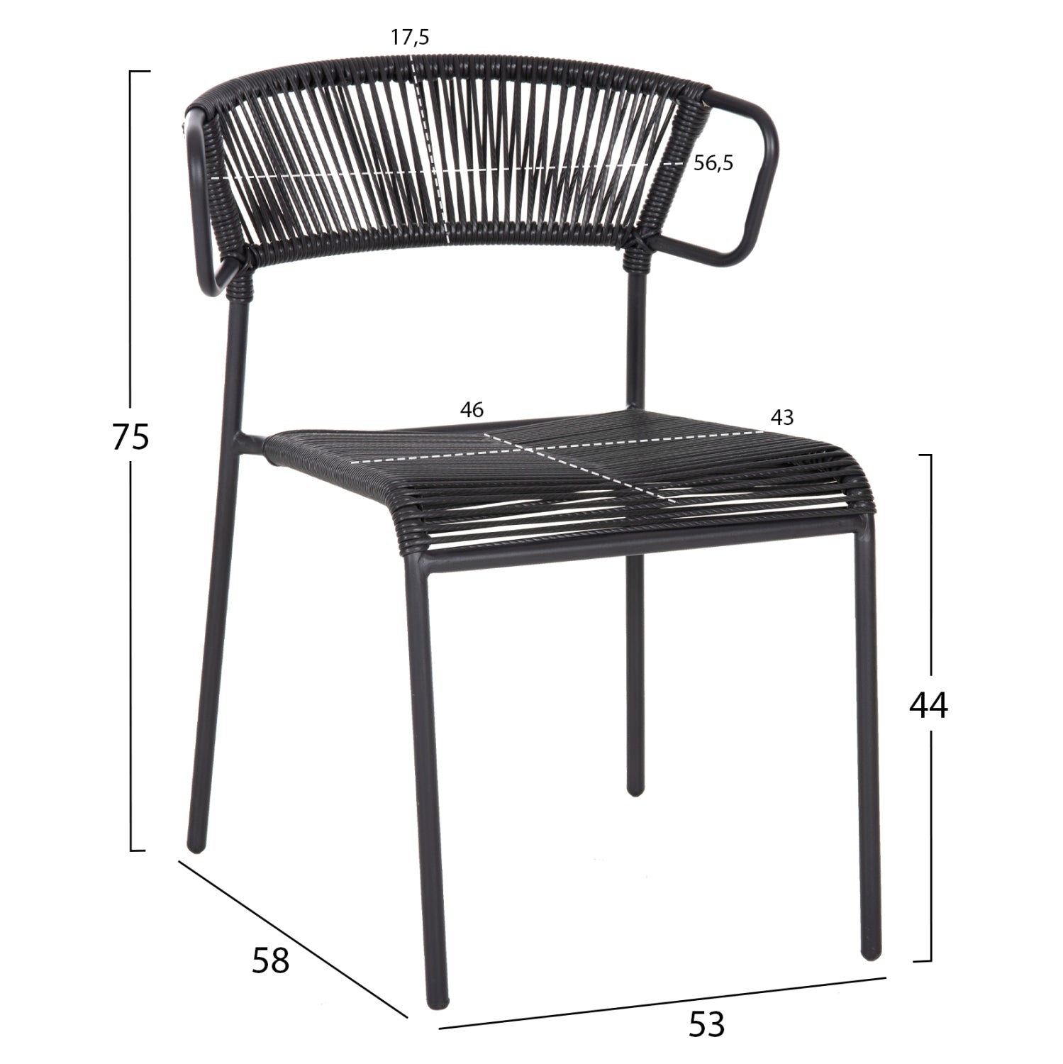 ΚΑΡΕΚΛΑ SUKI HM6053.02 ΜΕΤΑΛΛO KAI ΣΥΝΘΕΤΙΚΟ RATTAN ΣΕ ΜΑΥΡΟ 54x62x80Υεκ - Pakobazaar