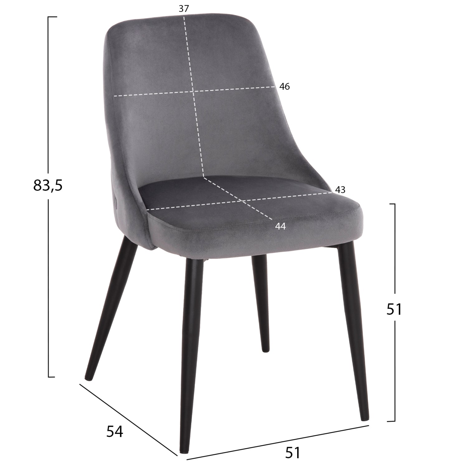 ΚΑΡΕΚΛΑ SERENITY HM8527.11 ΒΕΛΟΥΔΟ ΓΚΡΙ ΜΕ ΜΑΥΡΑ ΜΕΤΑΛΛΙΚΑ ΠΟΔΙΑ 51x54x83,5Υεκ. - Pakobazaar