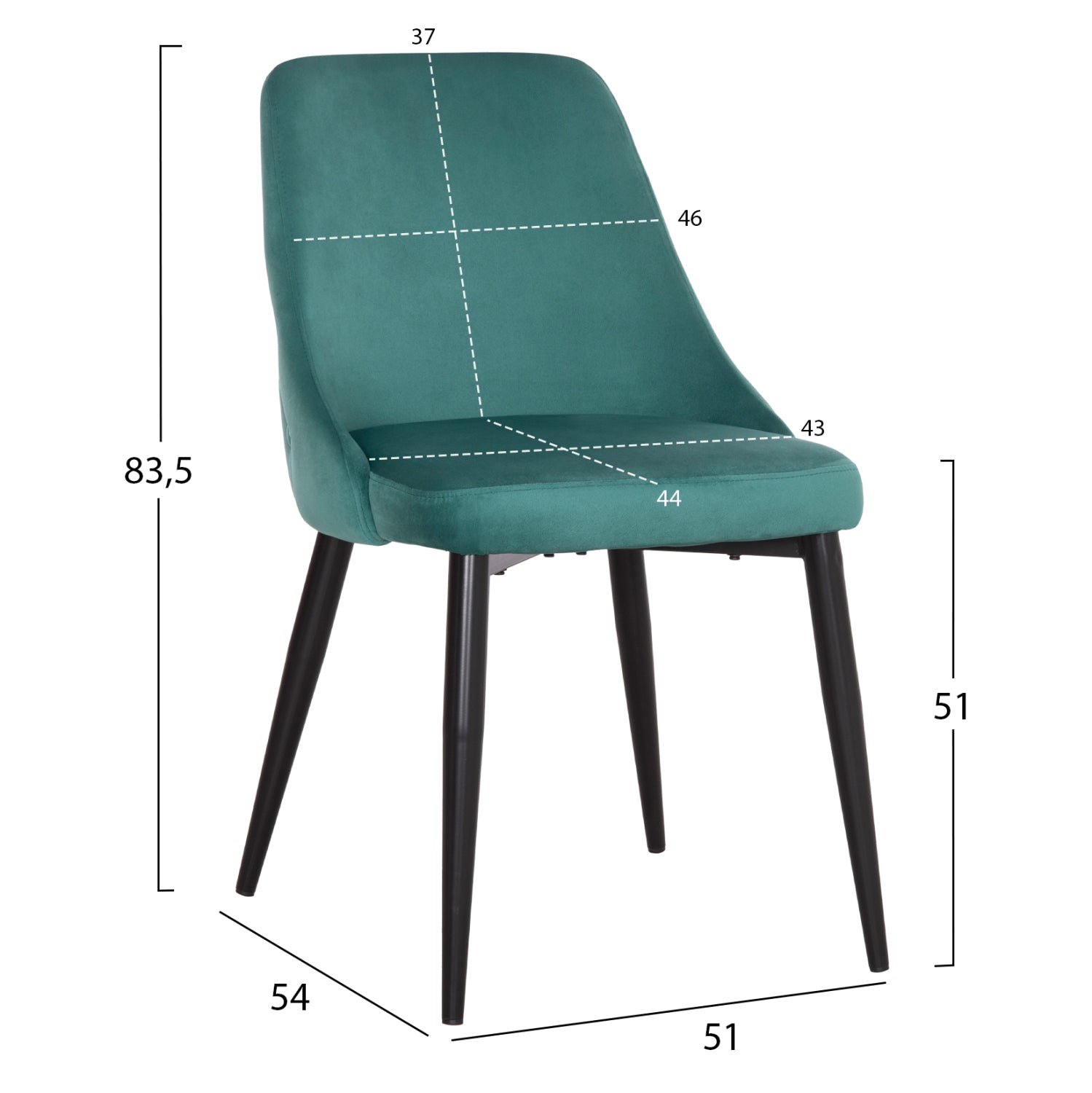 ΚΑΡΕΚΛΑ SERENITY HM8527.13 ΒΕΛΟΥΔΟ ΧΡΩΜΑ ΜΕΝΤΑ- ΜΑΥΡΑ ΜΕΤΑΛΛΙΚΑ ΠΟΔΙΑ 51x54x83,5Υεκ. - Pakobazaar