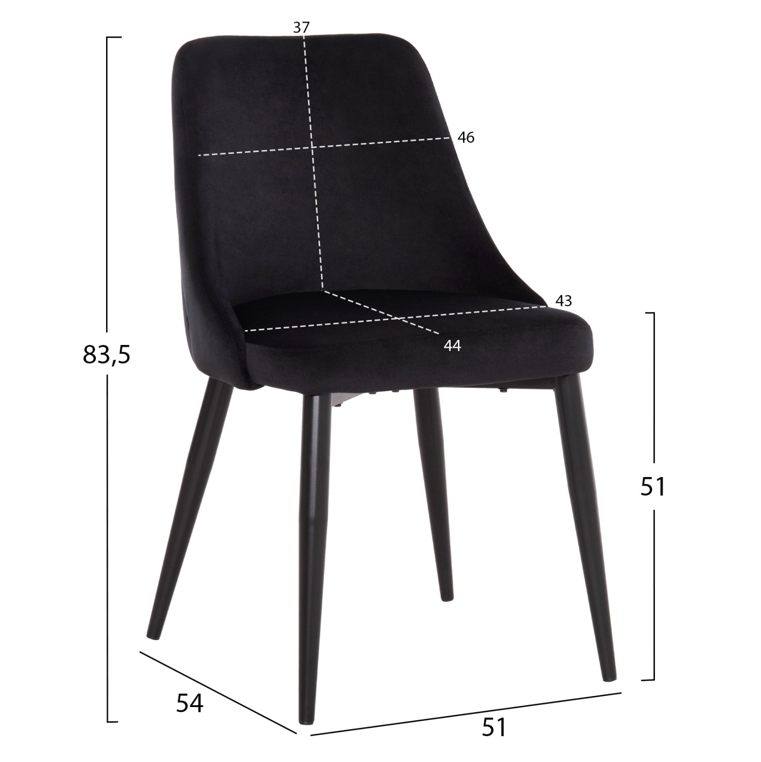 ΚΑΡΕΚΛΑ SERENITY HM8527.14 ΒΕΛΟΥΔΟ ΜΑΥΡΟ ΜΕ ΜΑΥΡΑ ΜΕΤΑΛΛΙΚΑ ΠΟΔΙΑ 51x54x83,5Υεκ. - Pakobazaar