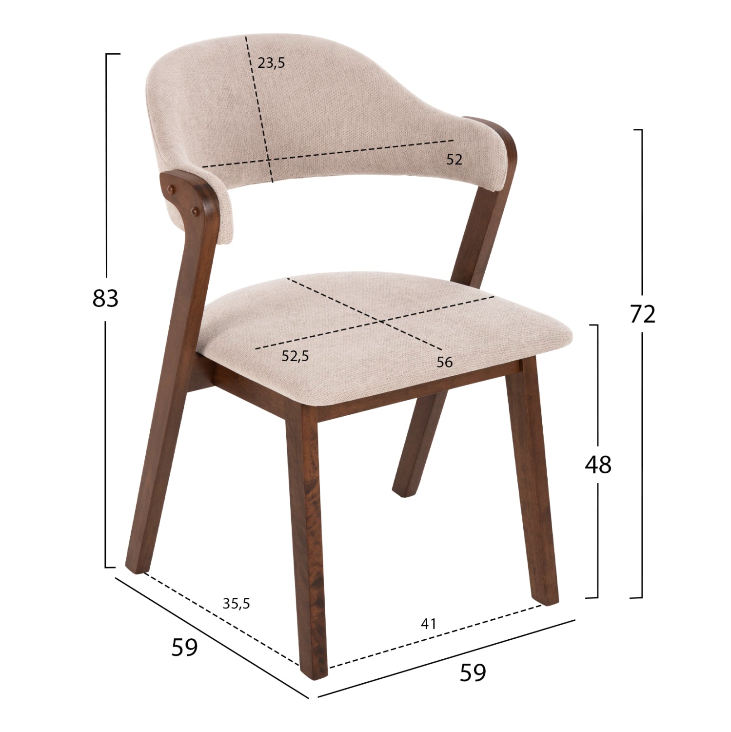 ΚΑΡΕΚΛΑ RIDER HM9734.02 RUBBERWOOD ΣΕ ΚΑΡΥΔΙ-ΥΦΑΣΜΑ ΕΚΡΟΥ 59x59x83Yεκ. - Pakobazaar