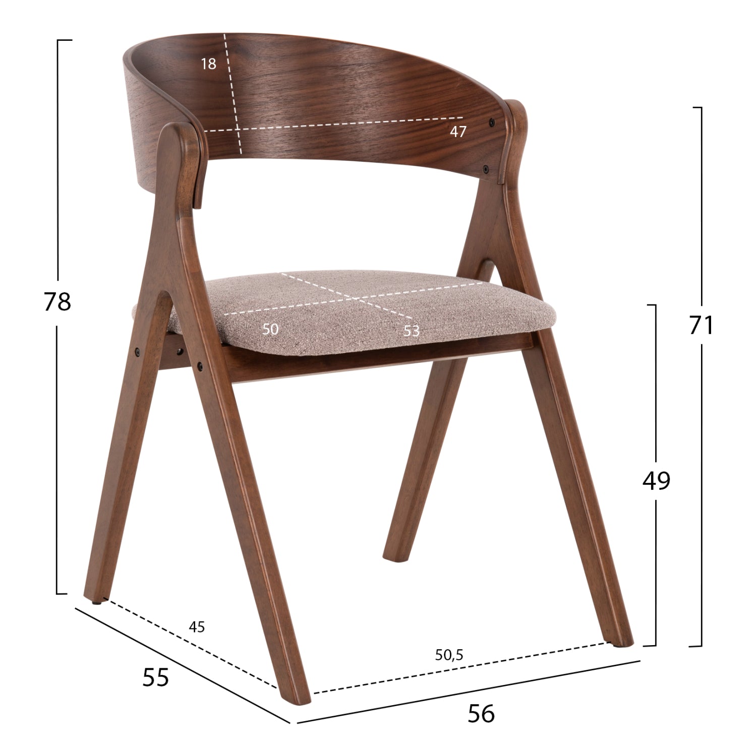 ΚΑΡΕΚΛΑ NEKKER HM9739.01 RUBBERWOOD ΣΕ ΚΑΡΥΔΙ-ΜΠΕΖ ΥΦΑΣΜΑ ΚΑΘΙΣΜΑ 56x55x78Yεκ. - Pakobazaar