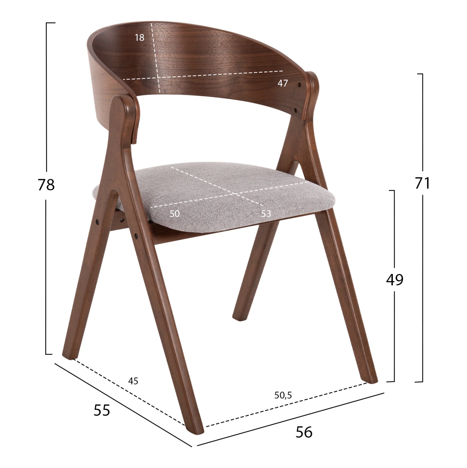 ΚΑΡΕΚΛΑ NEKKER HM9739.02 RUBBERWOOD ΣΕ ΚΑΡΥΔΙ-ΓΚΡΙ ΥΦΑΣΜΑ ΚΑΘΙΣΜΑ 56x55x78Yεκ. - Pakobazaar